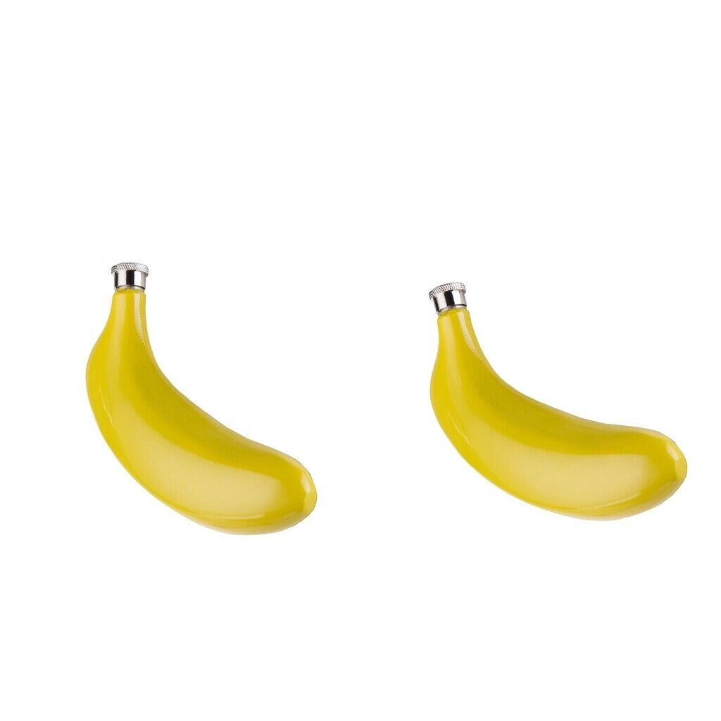 2pcs Cute Banana Hip Flask 150ml Portable Stainless Steel Alcohol Flagon Camping