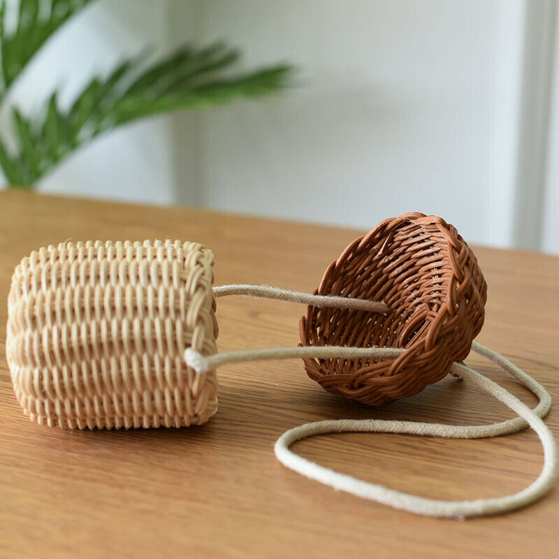 Kids Small Pine Cone Bag Handwoven Rattan Crossbody Straw Christmas Gift