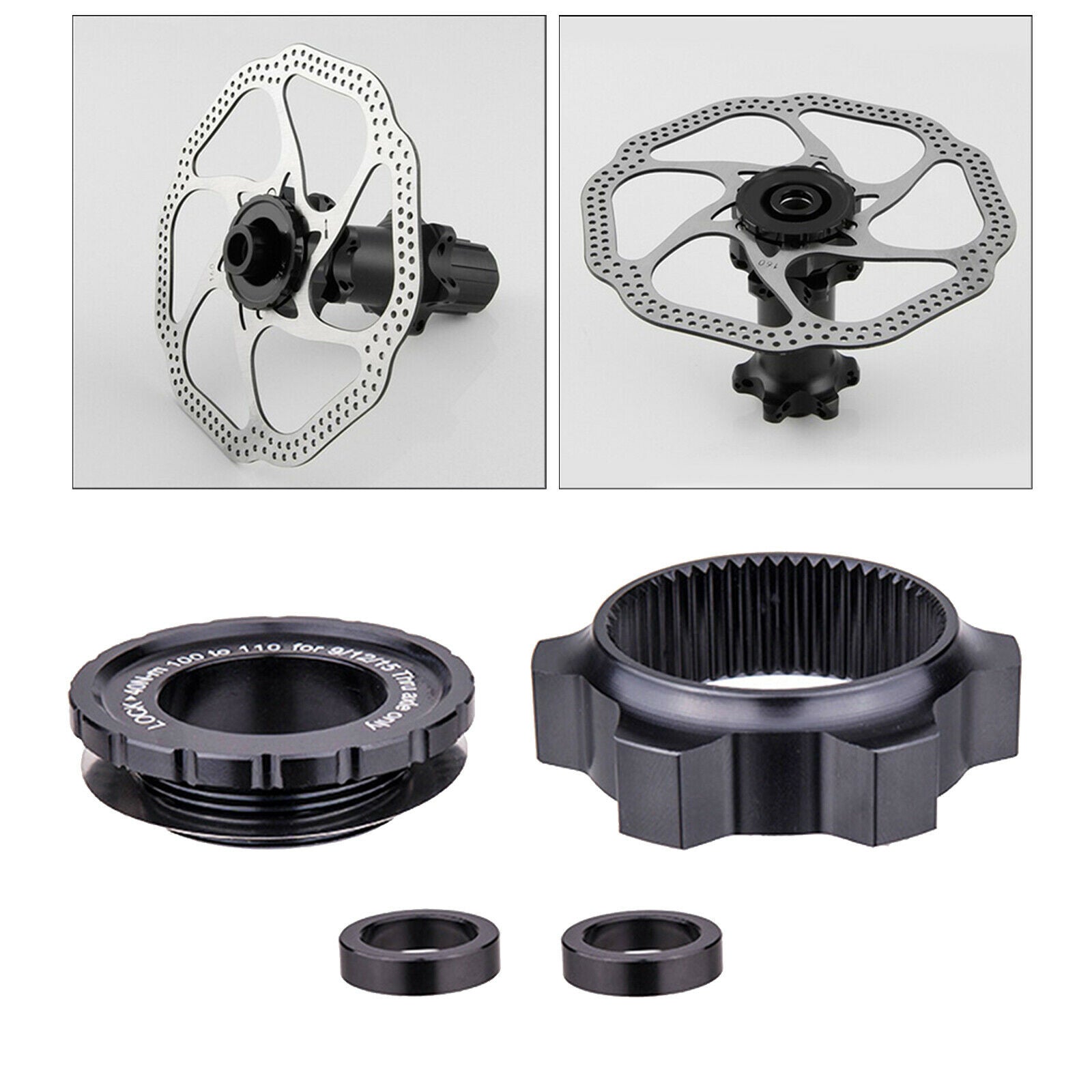 Bike Center Lock Adapter to 6-Bolt Rotor Brake Rotors 15x100MM to 15x110MM