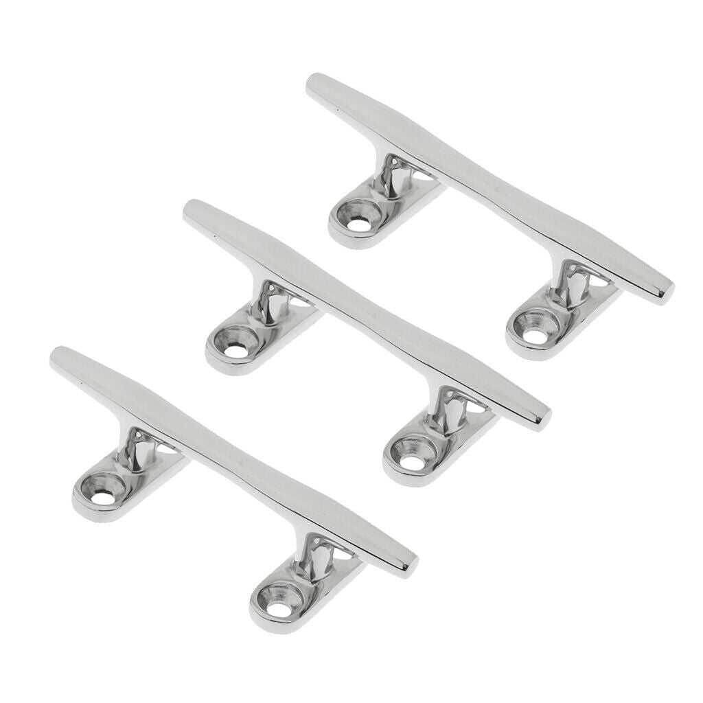 3x High Polished 10cm Boat Deck Dock Rope Line Cleat Cast Solid Heavy Duty