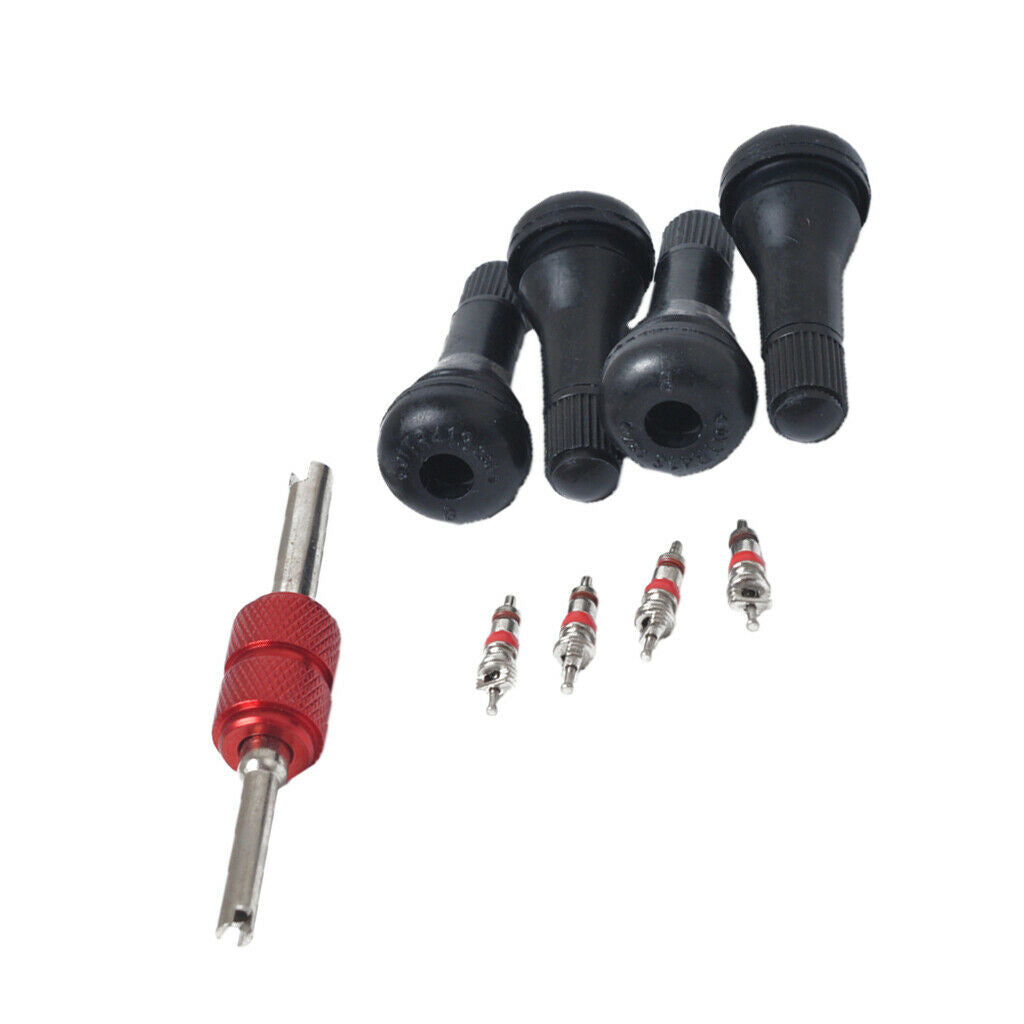Aluminum Alloy Dual Head Valve Core Remover with 4pcs Valve Cores with 4pcs