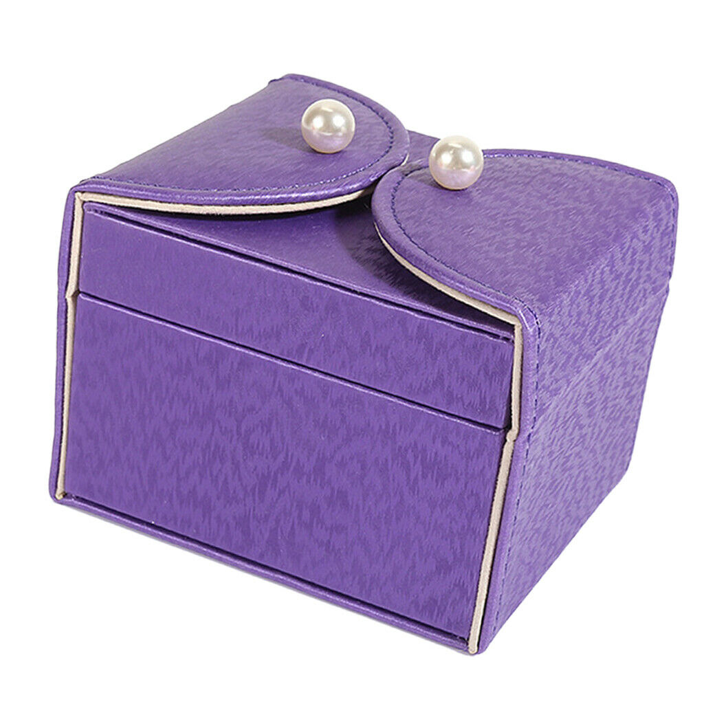 Portable Jewel Organizer Box PU Travel Bag Carry on for Toiletries Purple