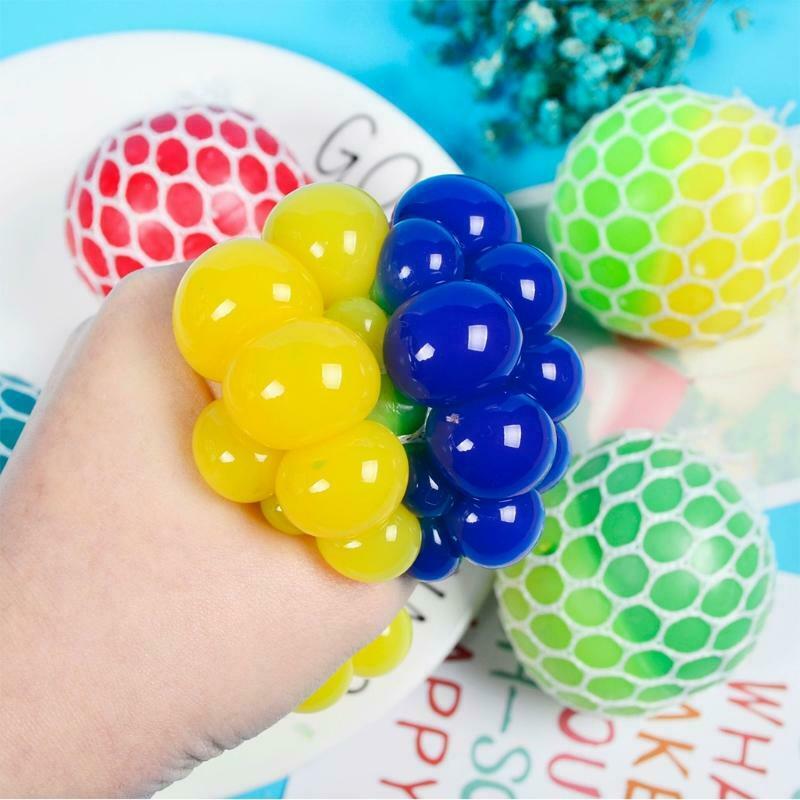 Colorful Stress Grape Ball Kneading Decompression Soft Foam Squeeze Balls Toys