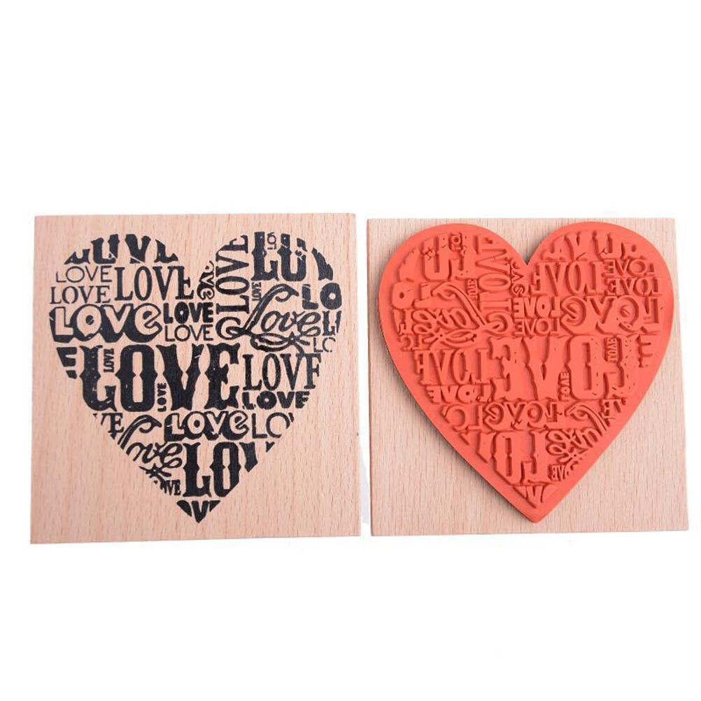 Wooden Rubber Love Heart Stamp For Diary Scrapbooking Card Making DIY Craft H Pb