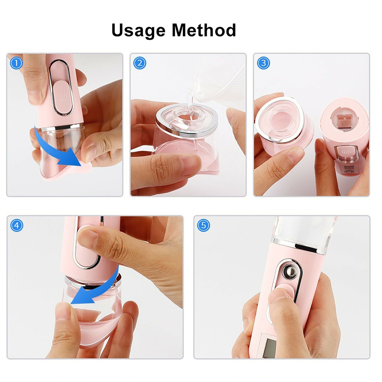 Nano Facial Mister Portable Face Mist Sprayer Handy Steamer Humidifier @