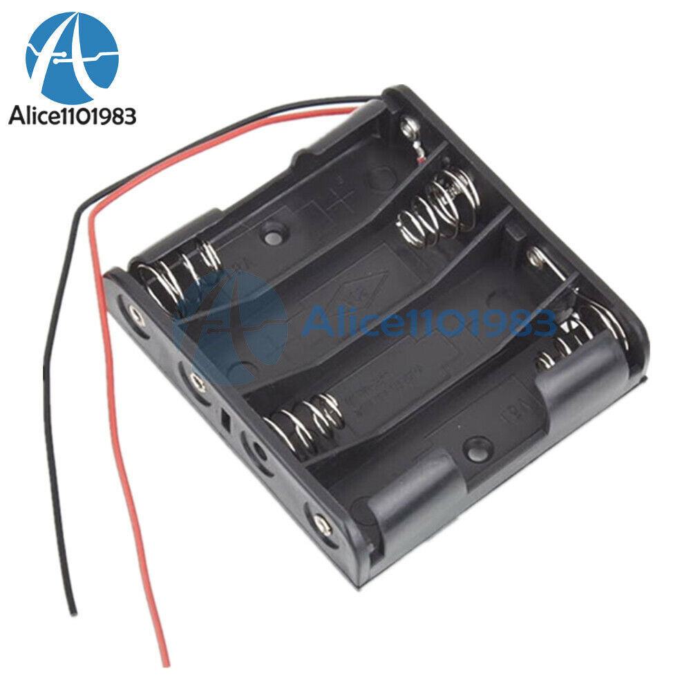 1PC Plastic Battery Storage Case Box Holder For 4 X AA 4xAA 2A 6.0V Wire Leads