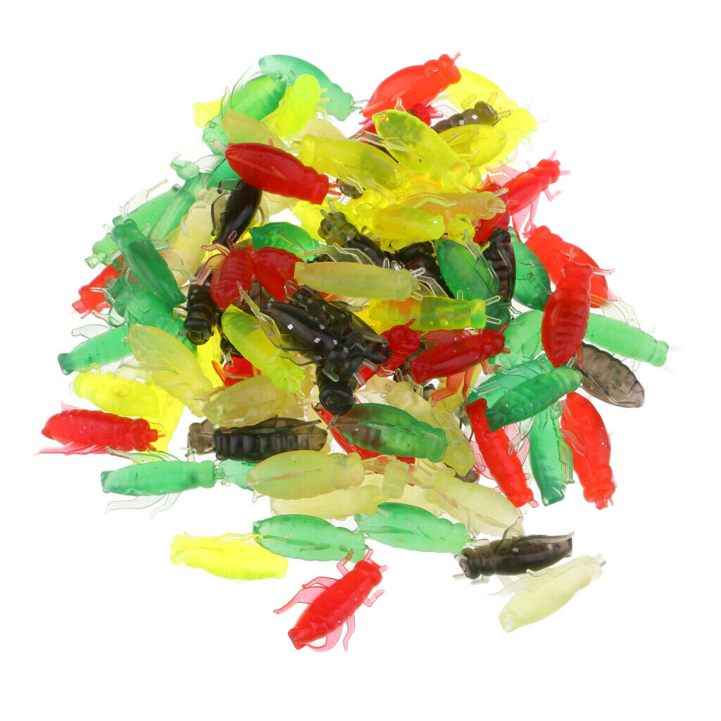 100x Lifelike Cricket Lures Hook Soft Baits Fishing Tackle Accessories