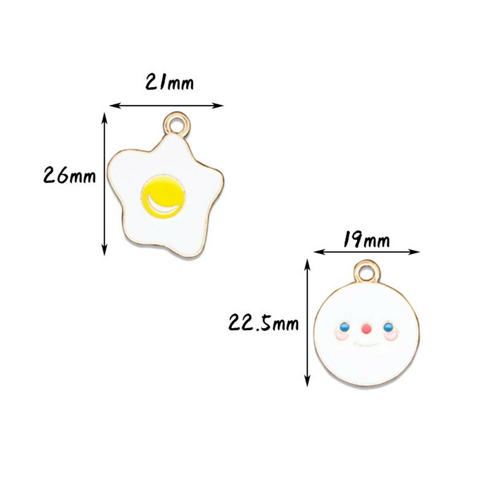 10PCS Enamel Plated Mixed Style Cartoon Fried Eggs Charms Pendant for DIY Making