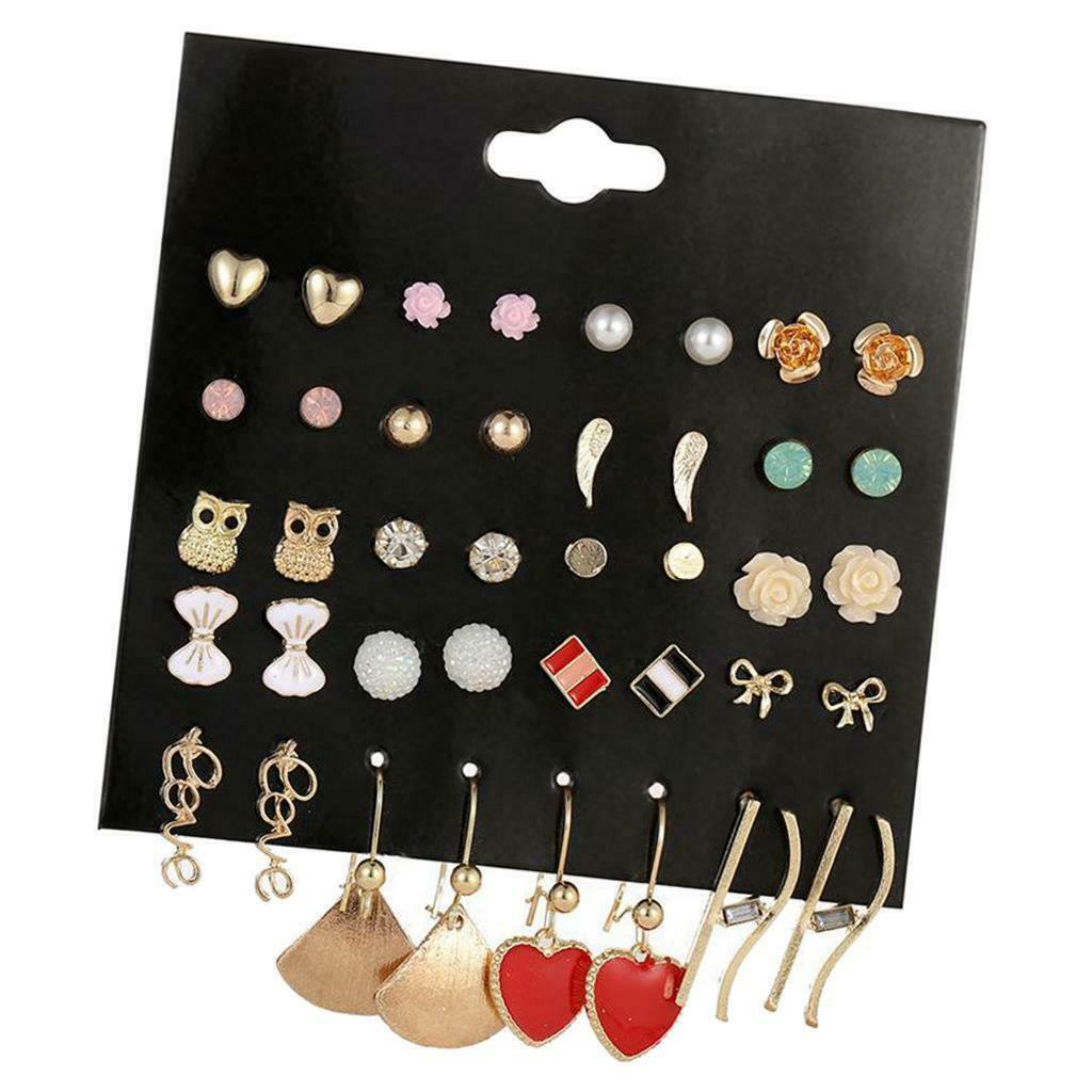 20 Pairs Simple Classic Earrings Stud Ear Drop Earrings Flower Earrings Stud