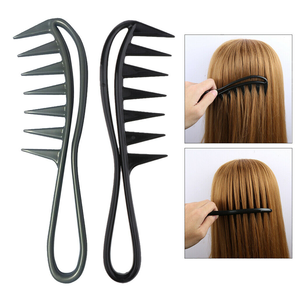 2 Pack Wide Tooth Combs Hairdressing Unisex Comb Detangler Wet Hair Brush