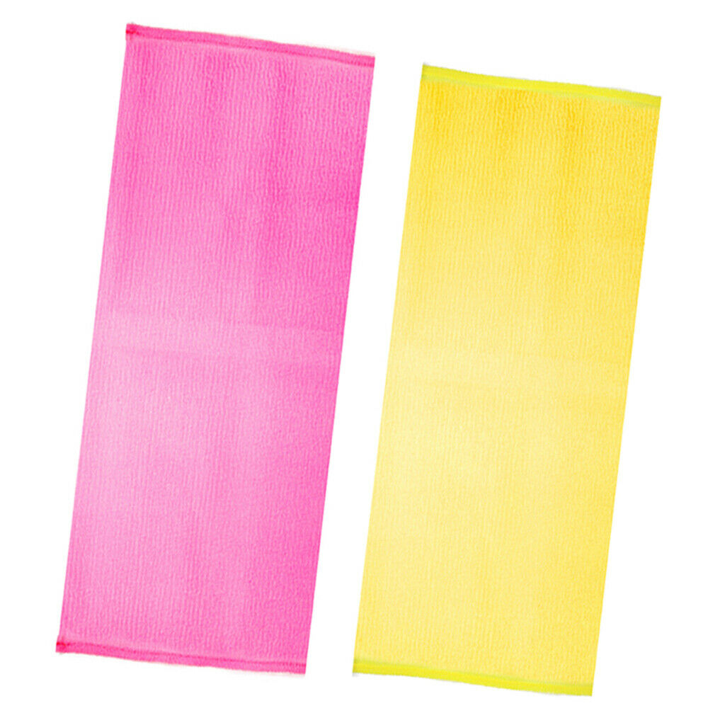 2 lot Exfoliating Back Strap Bath Cloth Body Cleaning Adults/Kids Red+Yellow