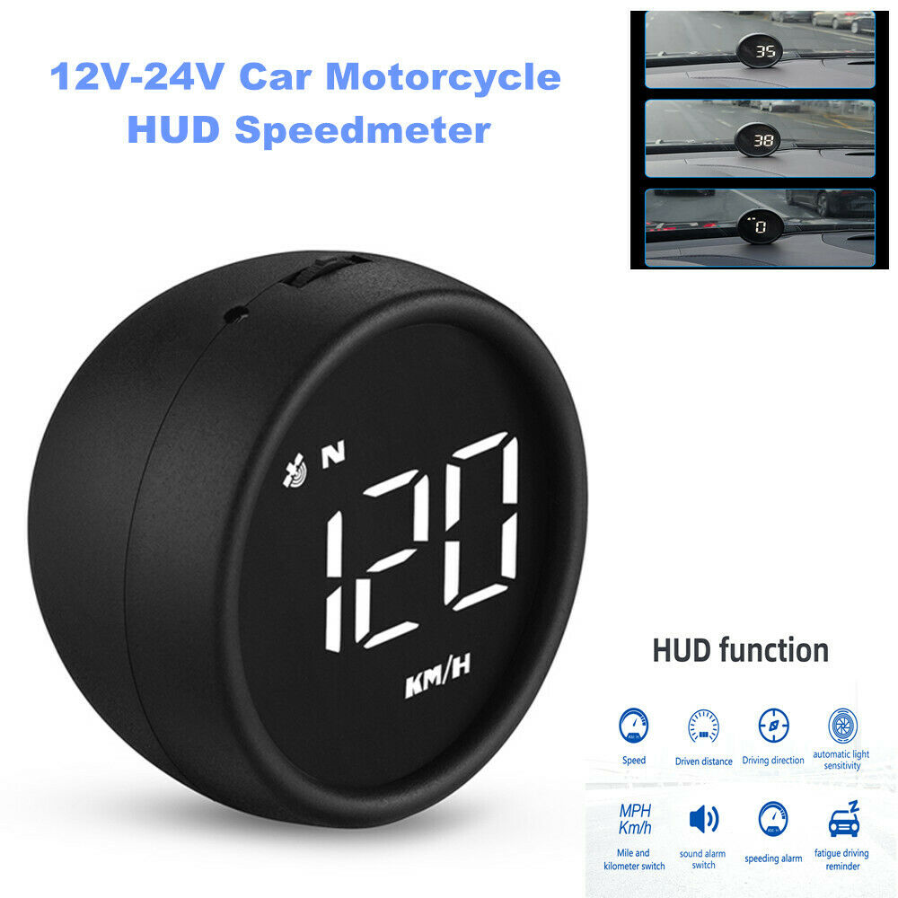 12V-24V Car Motorcycle Clock LED Luminous Speedmeter Circular Display KM/H MPH