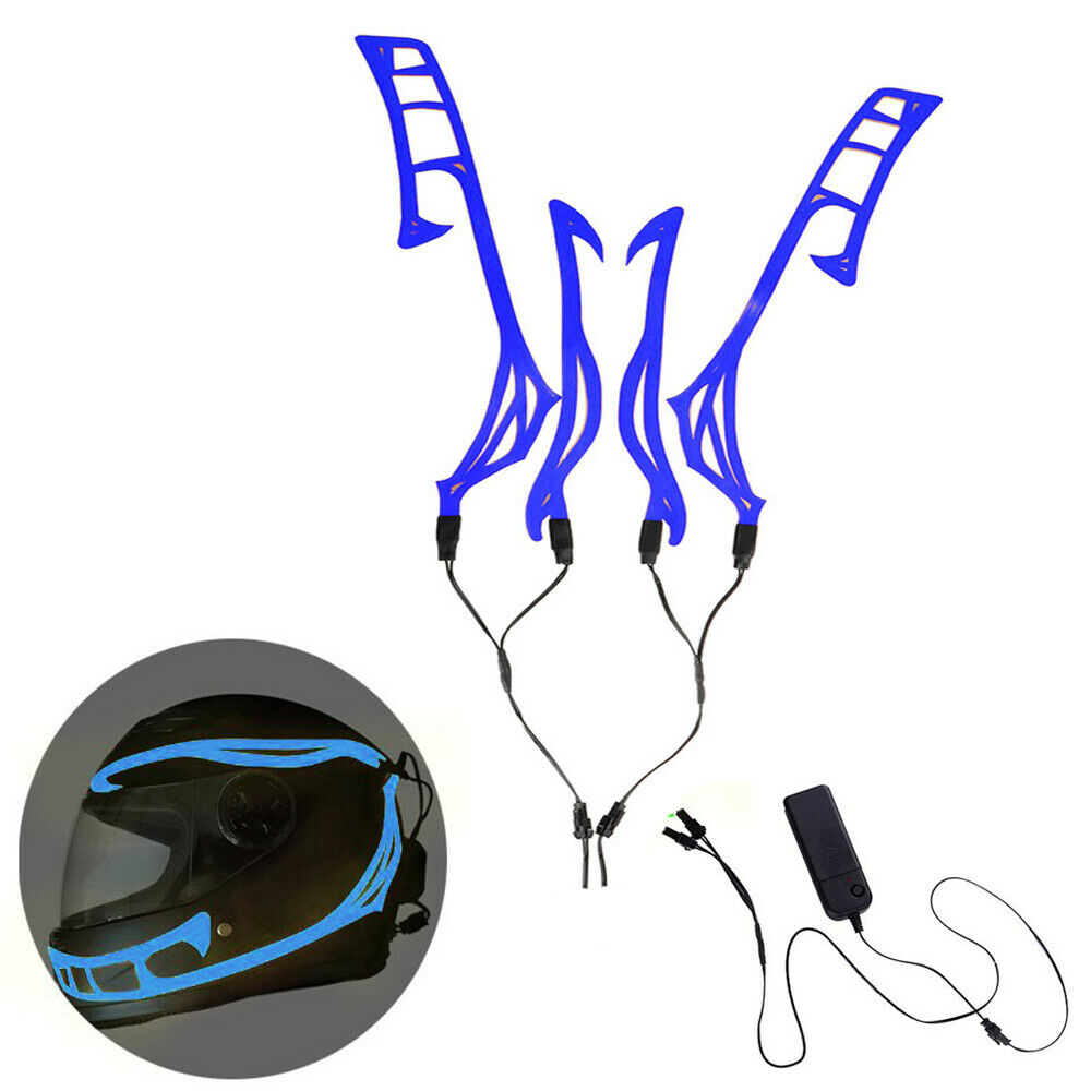 Blue LED Motorcycle Helmet Light Strip Decoration Kit Night Riding Signal Light