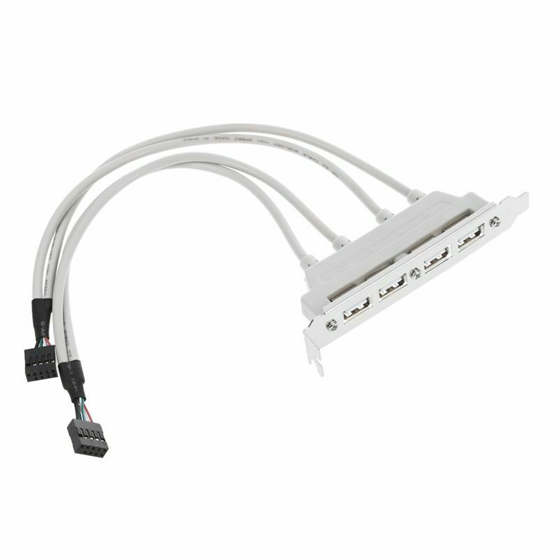 Dual Motherboard 9Pin Header to 4Port USB 2.0 Female Cable PCI Bracket A1T3T3