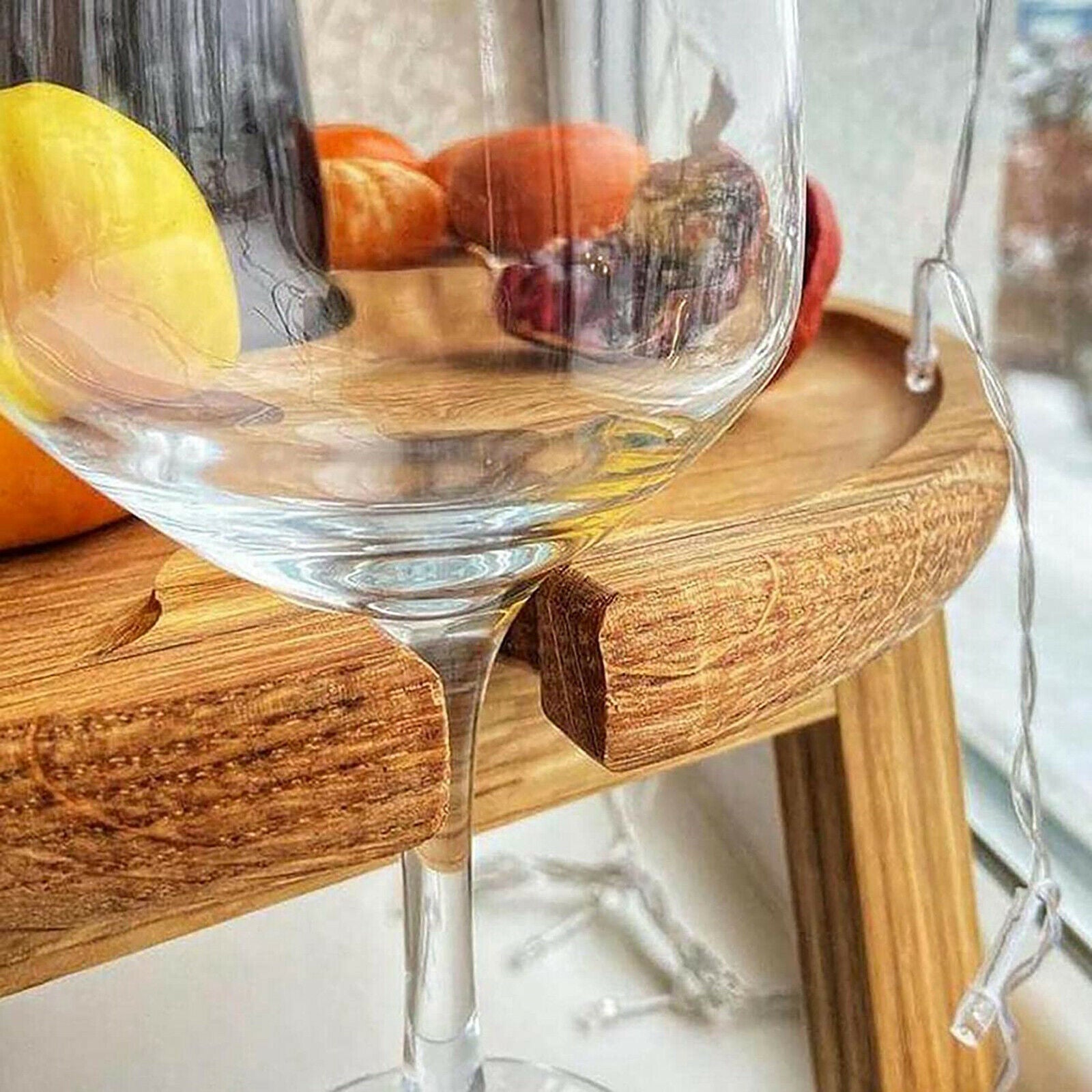 Outdoor Folding Picnic Table Wine Glass Rack for Family Garden Round Desktop