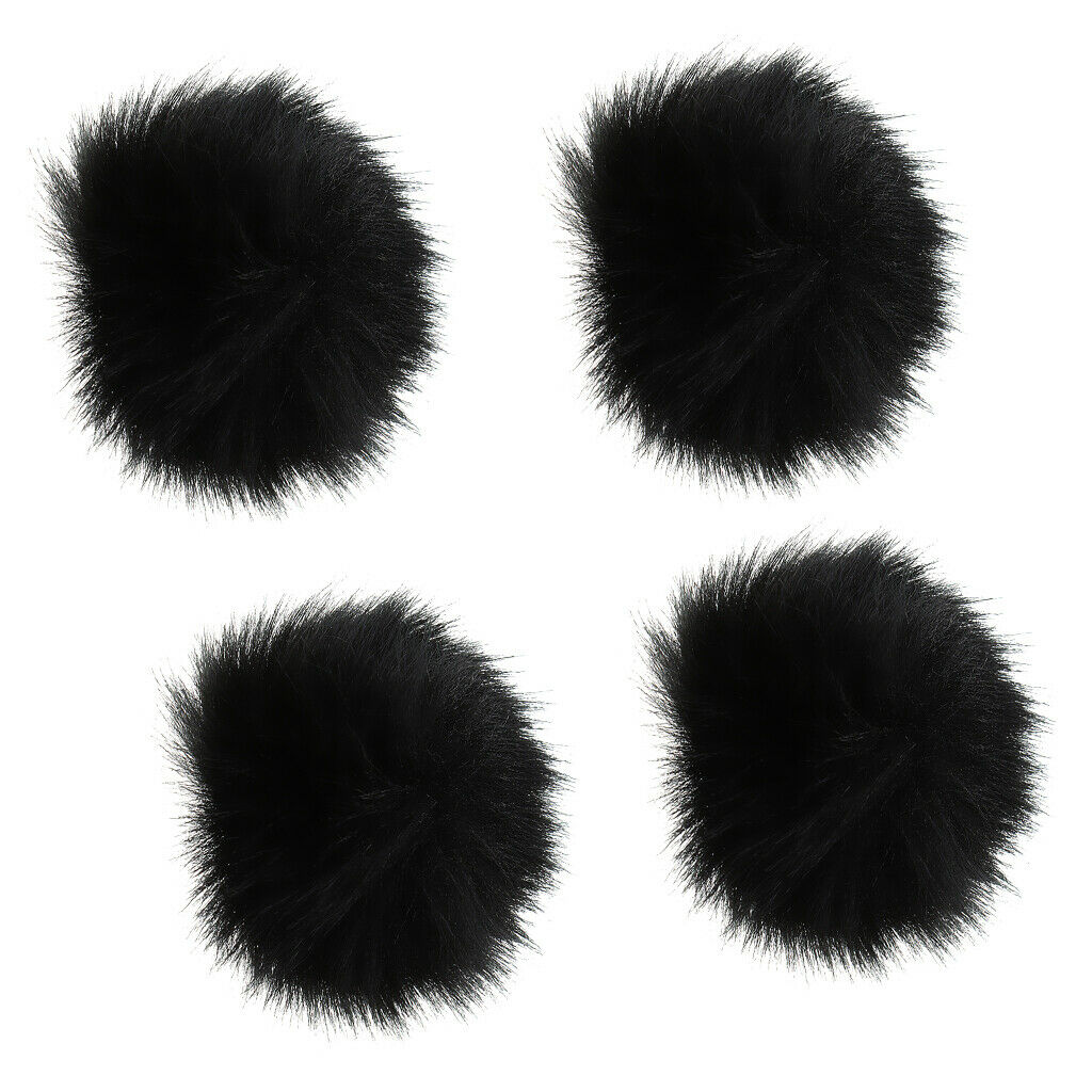 4xMicrophone Furry Windscreen Windshield Muff Mic Furry Cover black