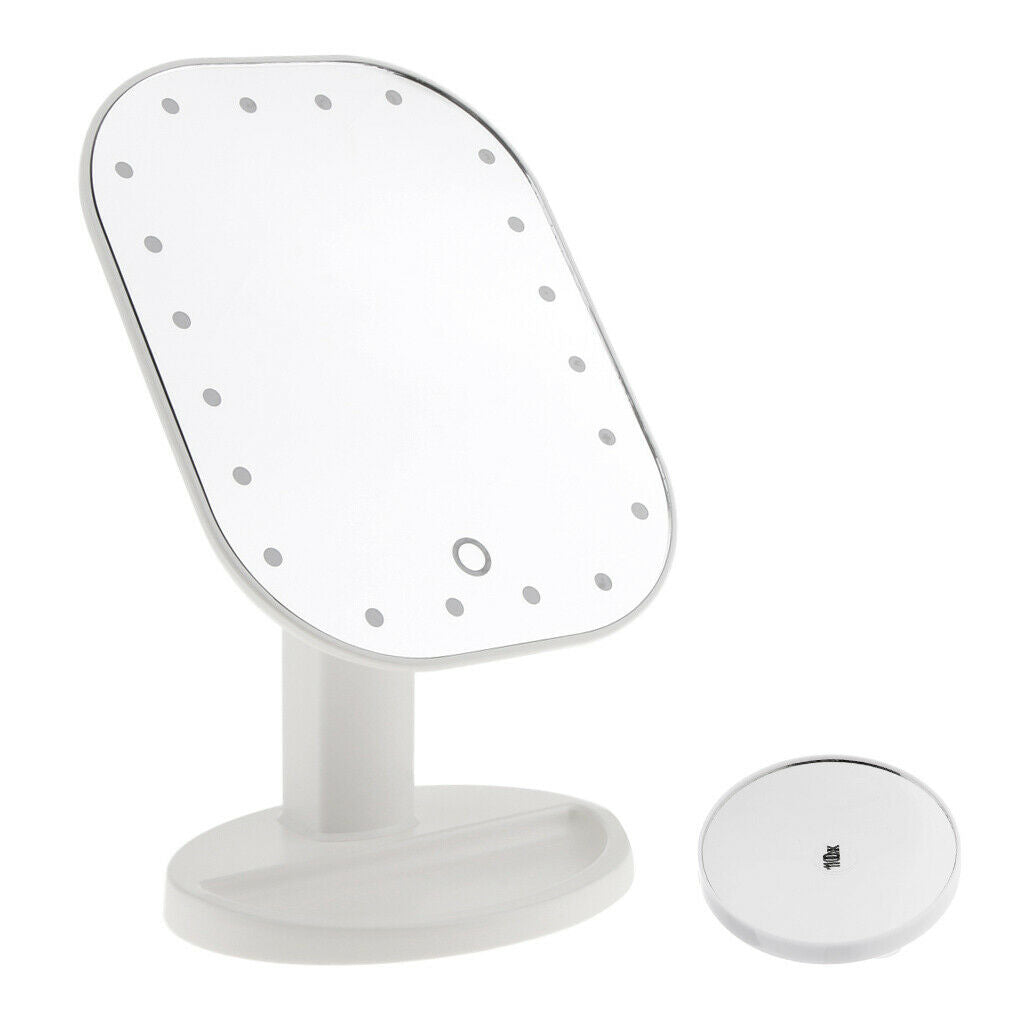 LED Light Touch Mirror Cosmetic Makeup Shaving Magnifying 10X Mirror White