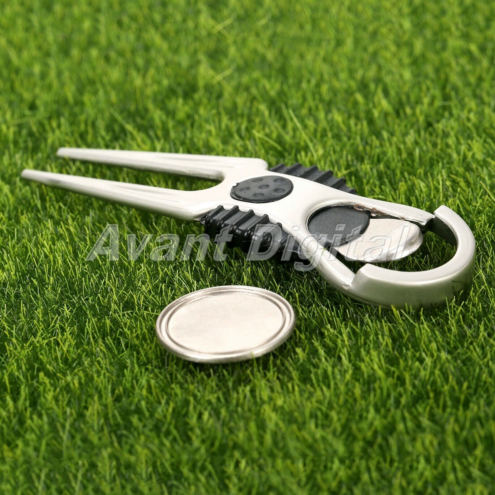 Alloy Golf Club Ball Marker Pitch Putting Fork Repair Divot Tool Lawn Green 2pcs