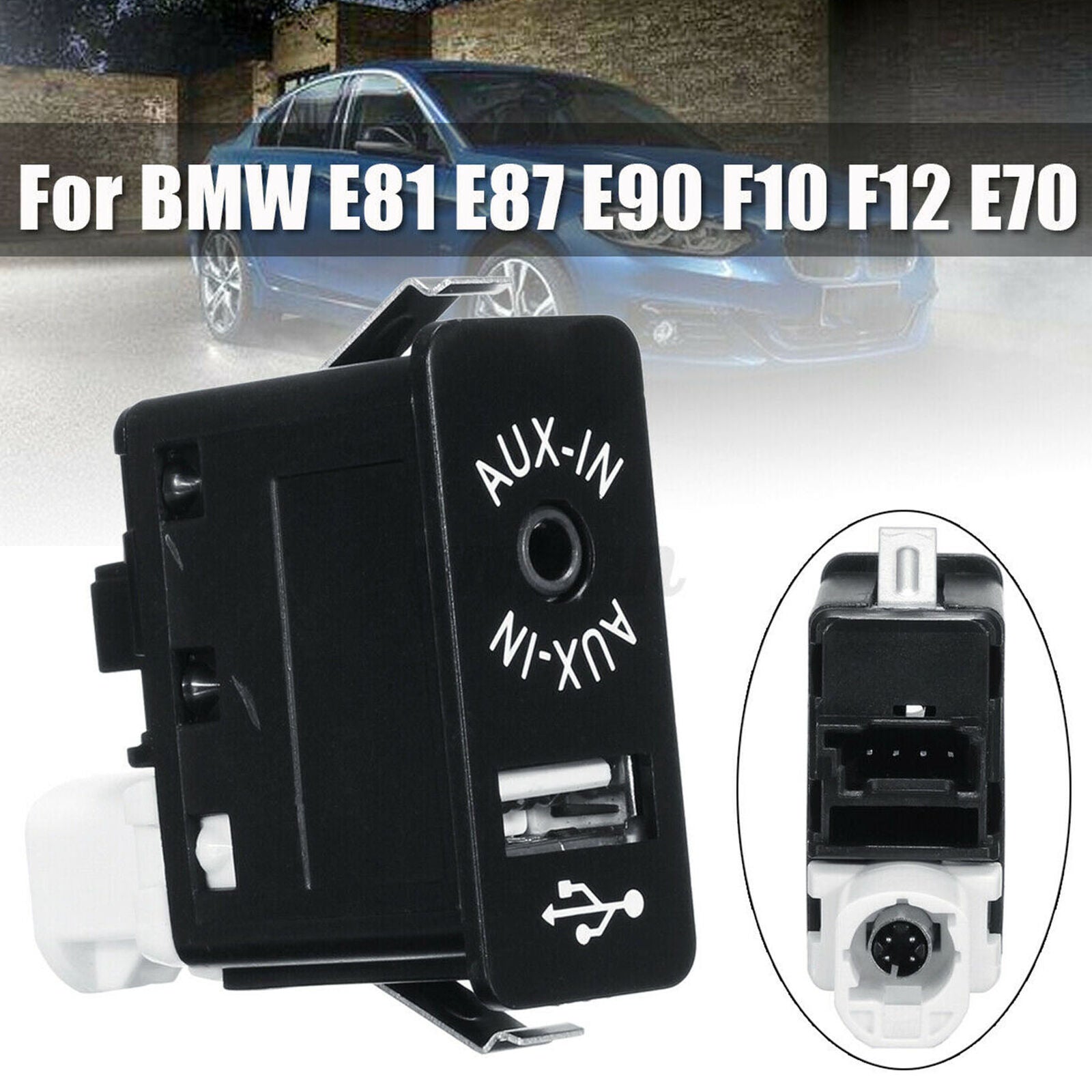 USB / AUX-IN Socket Switchable Adapter For BMW E81 E87 E90 F10 F12 E70