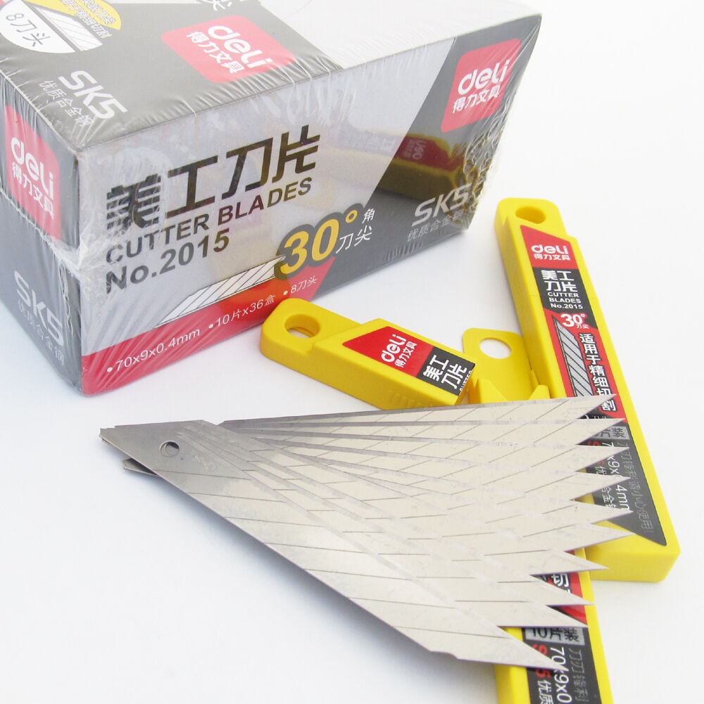 36packs 360Blades DELI SK5 Steel 70x9x0.4mm Tip Cutter Blades No.2015 30 degree