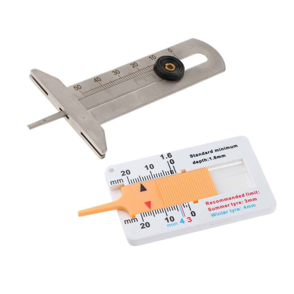 Car Steel +Plastic Tyre Tread Ruler Depth Gauge Meter Wheel Measuring Tool