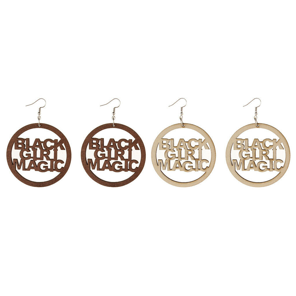 2 Pairs Wood Girls Drop Dangle Earrings