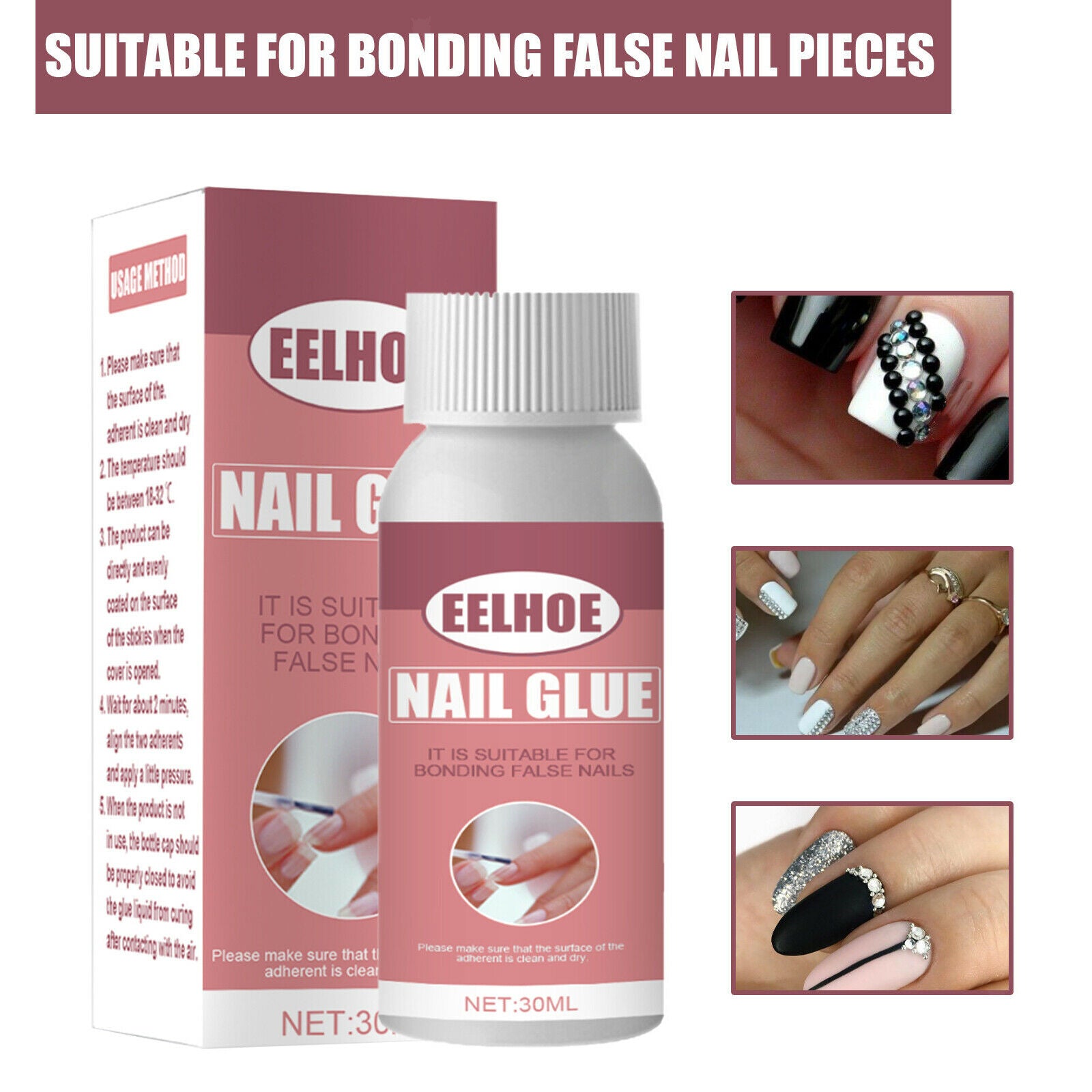 Super Strong Nail Glue with Brush for False Nail Tips Gems Nail Art Tool