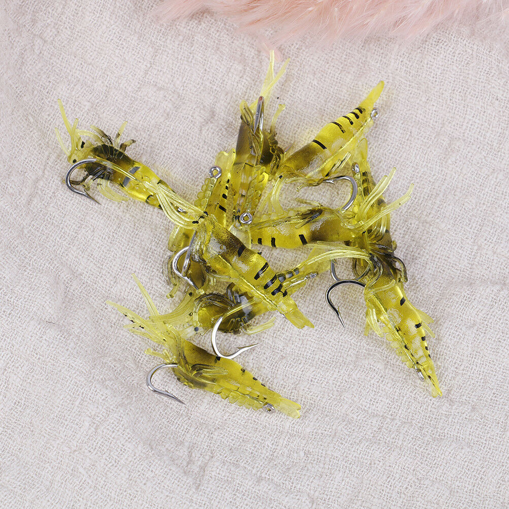Lot 10Pcs Shrimp Simulation Soft Prawn Lure Bait Hook Tackle Bass Fishing.LureDD