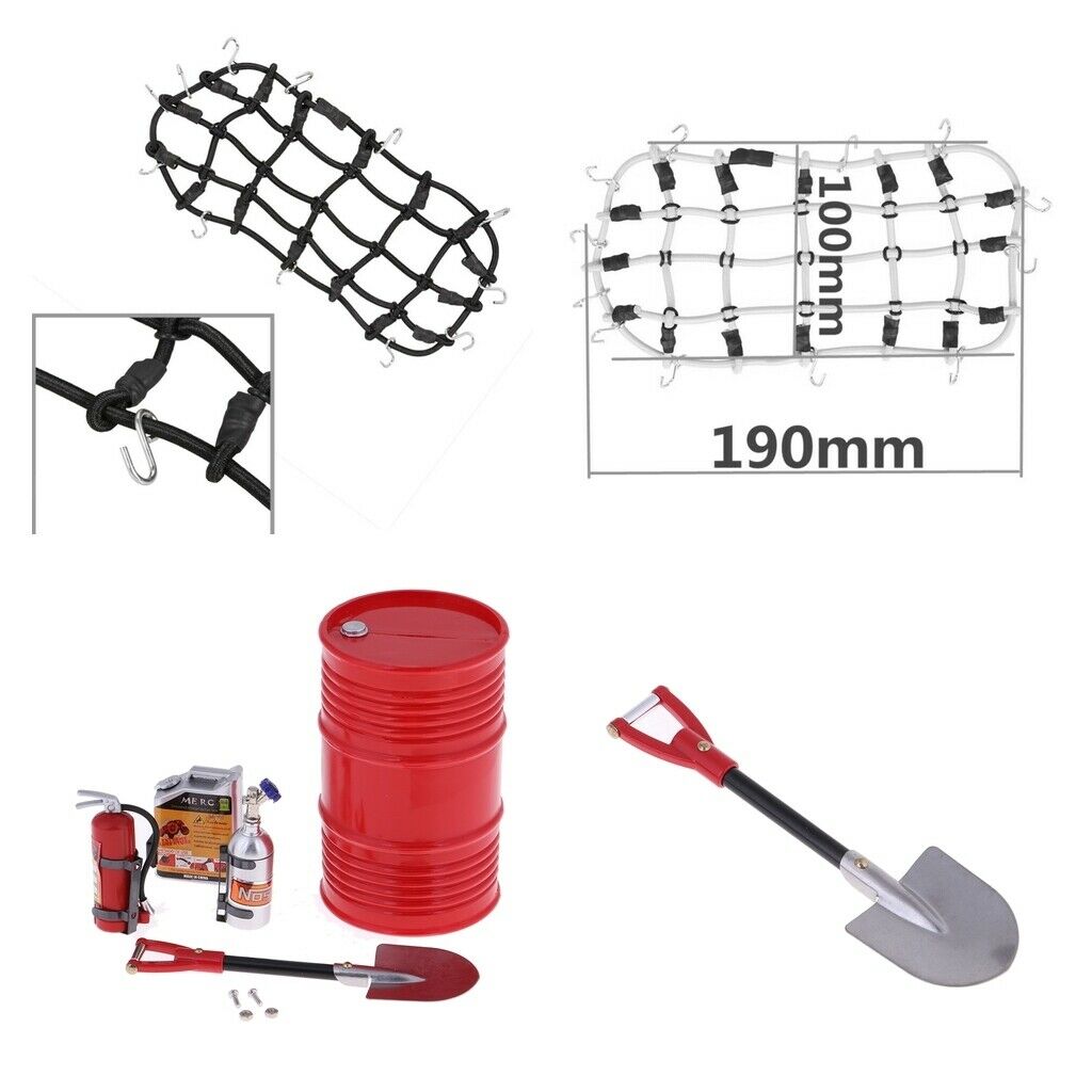 RC Car Decoration Shovel Fuel Tank With Luggage Net for 1:10 Trx4 RC Cralwer