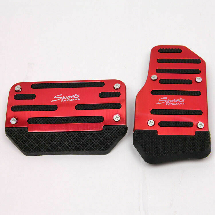 Pair Red Universal Car Automatic SUV Interior Foot Rest Pedals Aluminum Pad