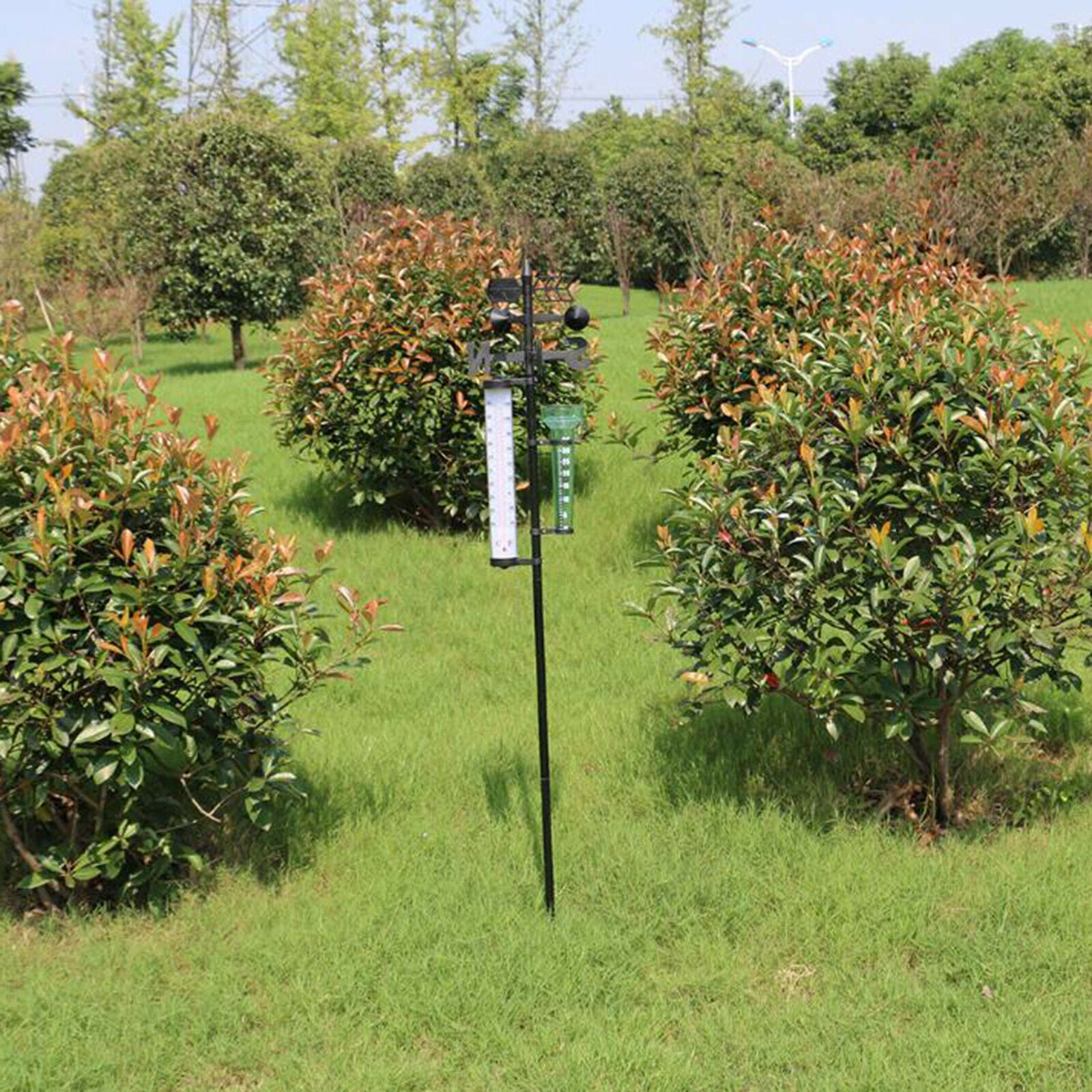 Weather Station Rain Gauge Thermometer Wind Direction Arrow Outdoor Barn