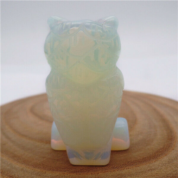 45g 48x26x20mm White Opal Hand Carved Owl Decoration Statue Home Decor HH7927