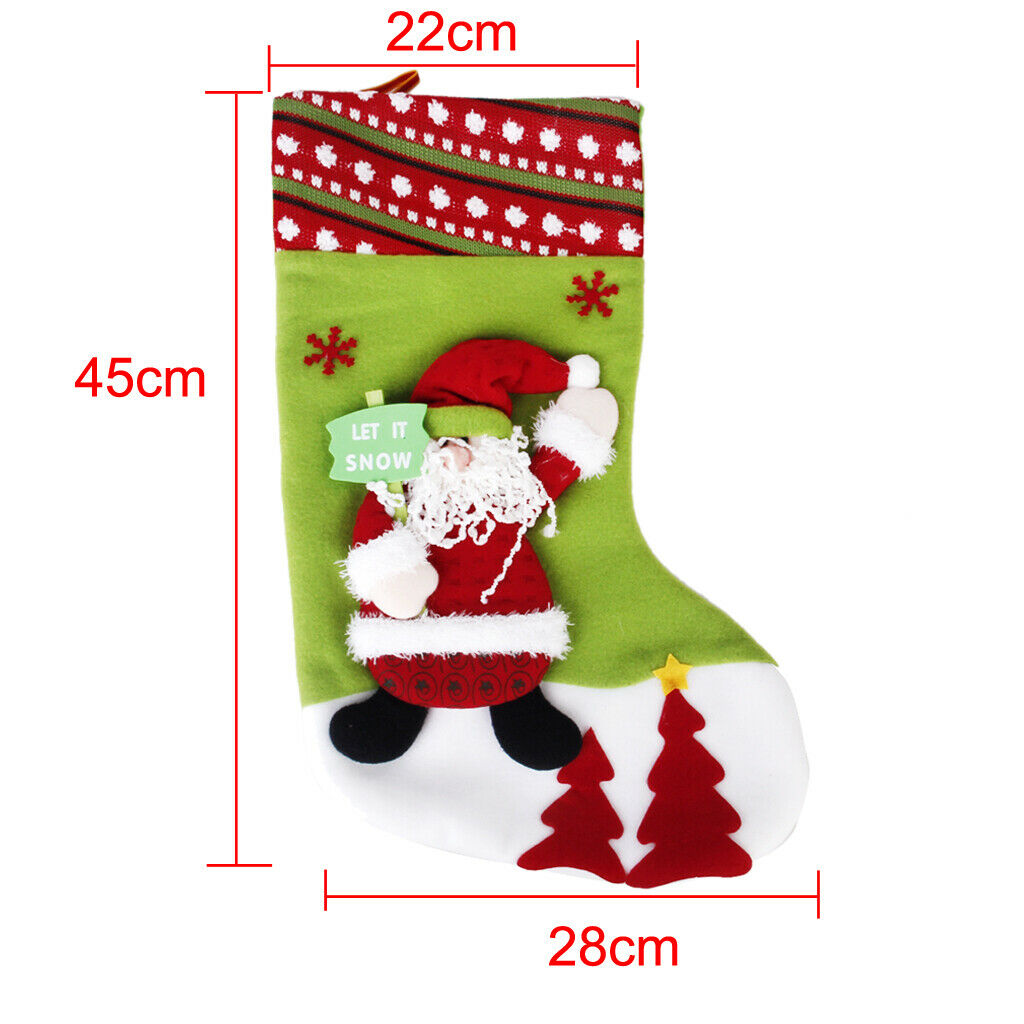 Xmas Holiday Stocking Santa Claus Gift Bag Hanging Sock Indoor