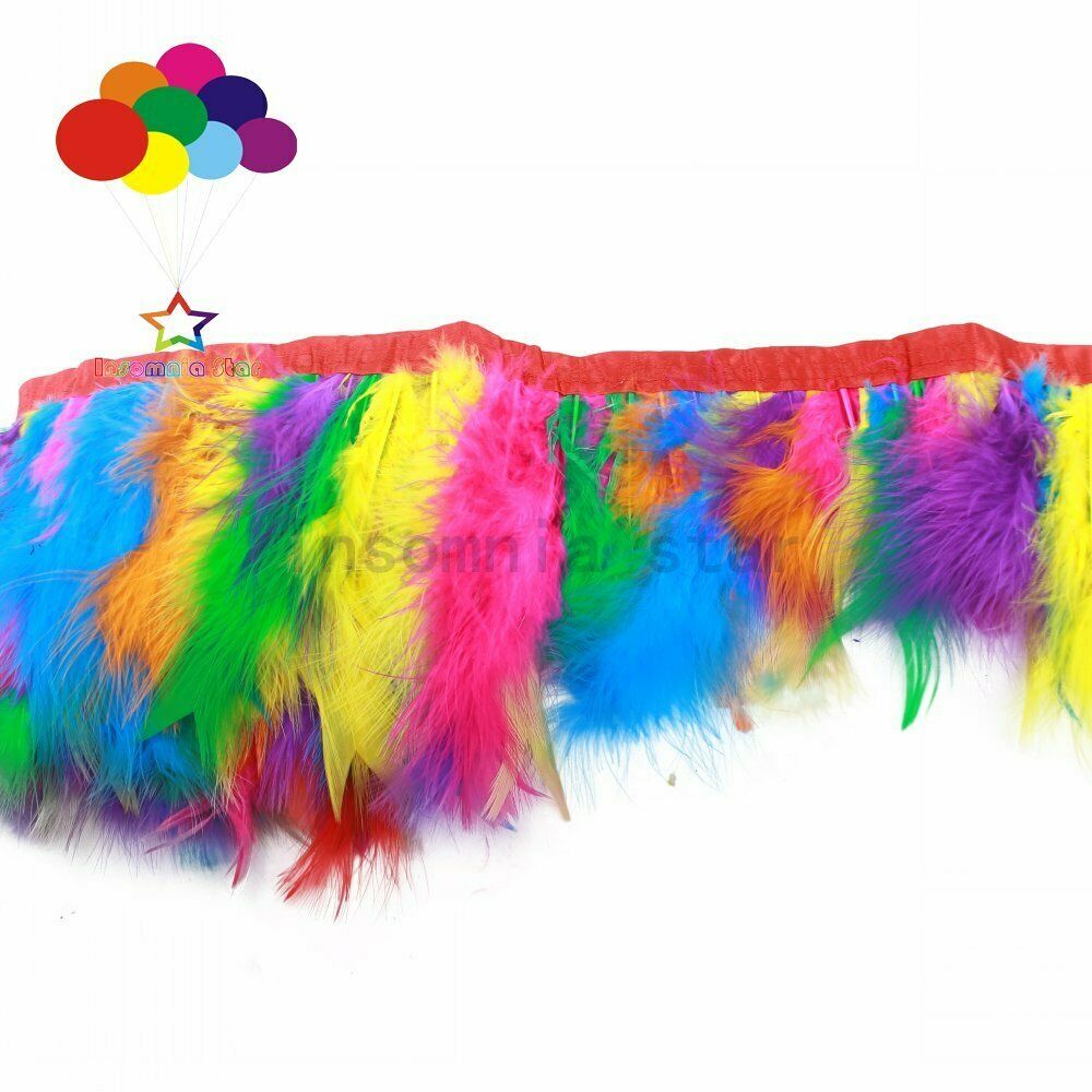 Wholesale 2 meter Multicolor Marabou Feather fringe trims Width 6-7 INCH Wedding