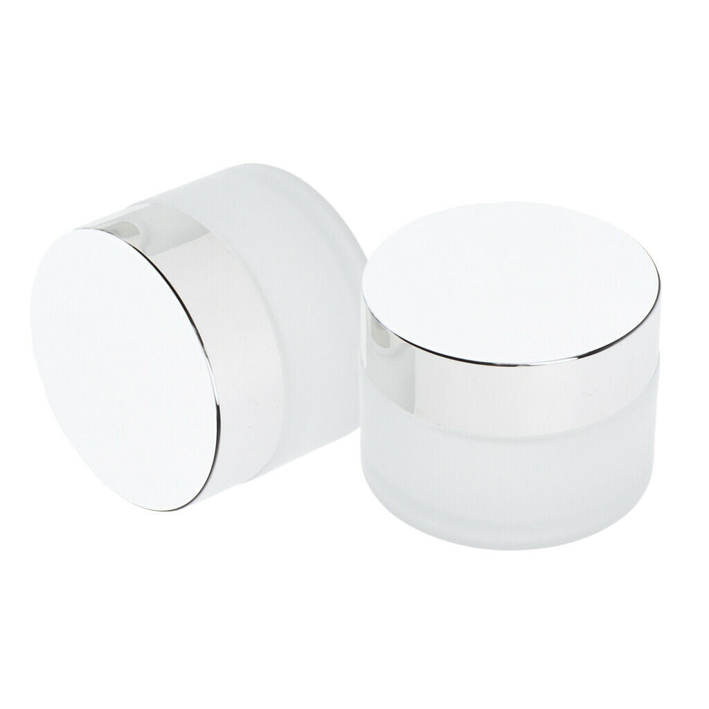 2 Pieces Empty Make Up Jar Sample Can Frosted Translucent Glass Container - 30g