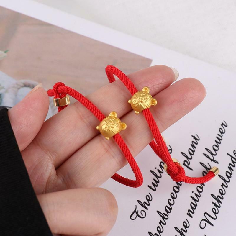 Tiger Animal Charm Bracelet Lucky Red Rope Bracelet Ladies New Year Jewelry Gift