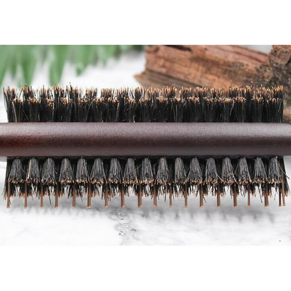 Three Row Rat Tail Teasing Hairbrush Volumizing Brush Comb w/ Wooden Handle