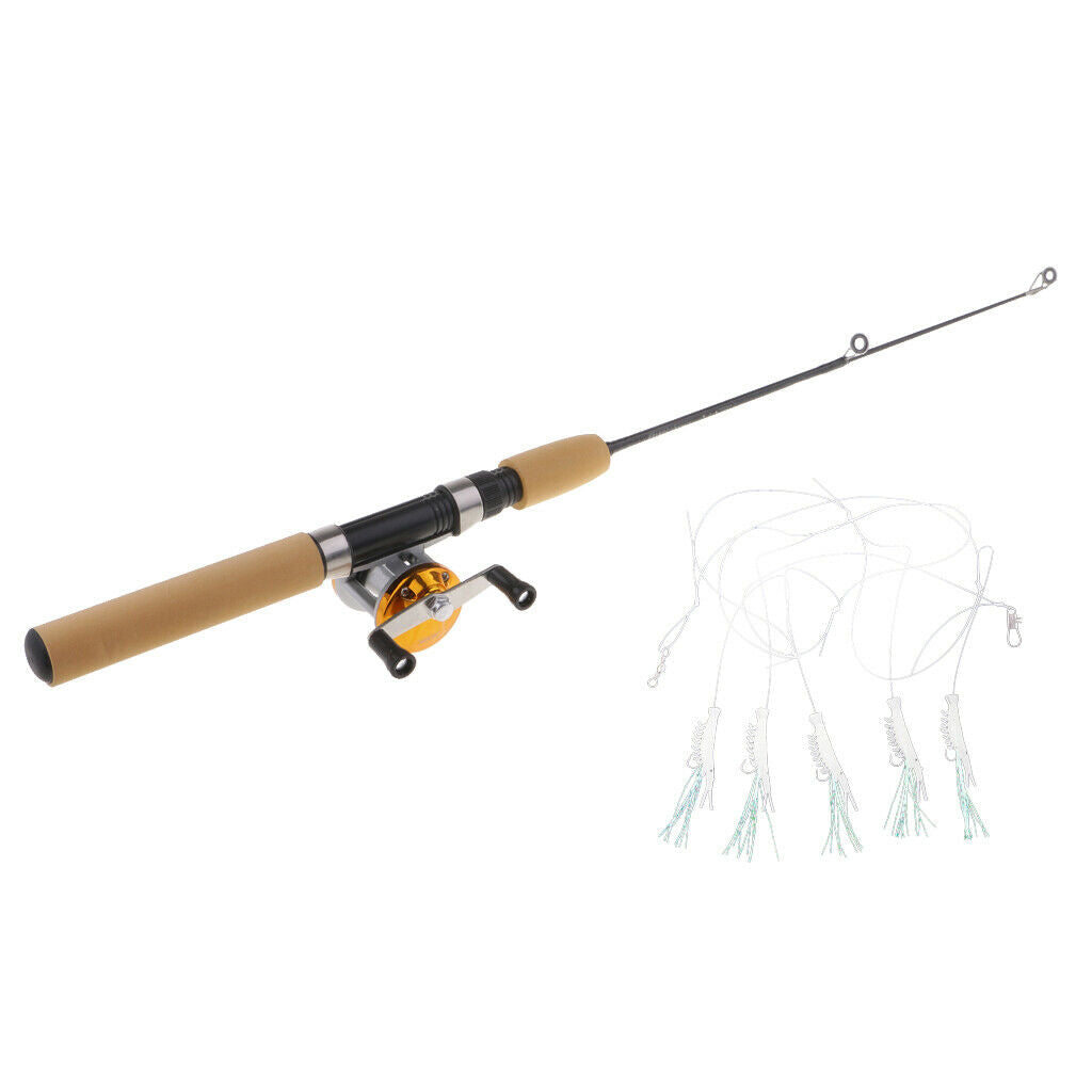 Portable Telescopic Mini Fishing Pole Winter Ice Fishing Rod w/ Reel Line L