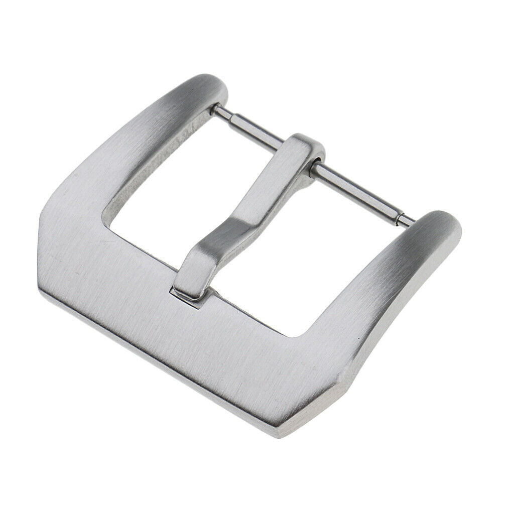 Brushed Stainless Steel Watch Band Screw-in Pin Buckle Head Clasp 20mm