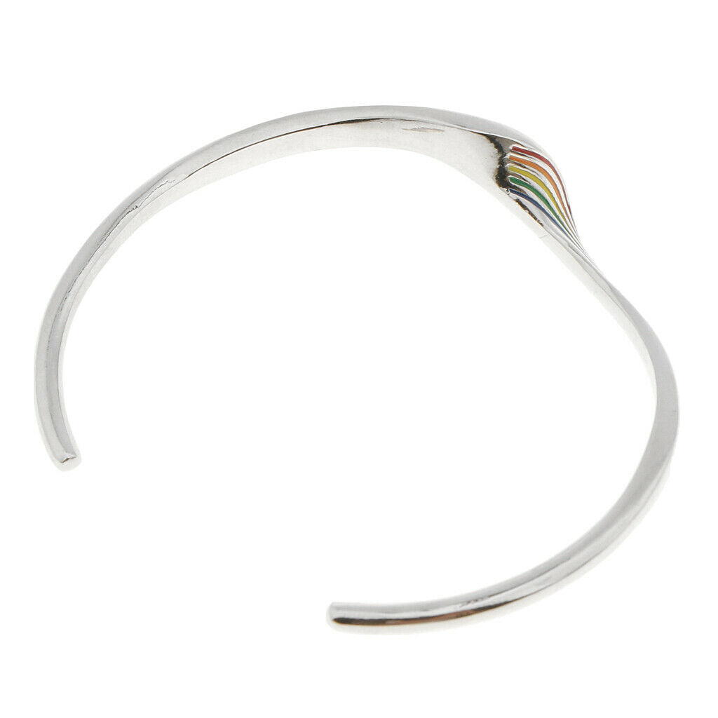 Modern Exaggerate Open End Cuff Wave Shaped Bracelet 6cm Platinum-Rainbow