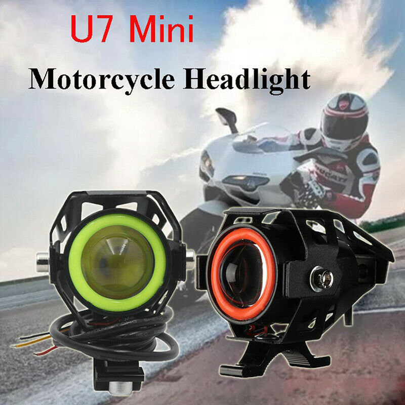 1x 125W U7 Motorcycle LED Headlight Driving Fog Lights Spot Lamps SwitchBDAU