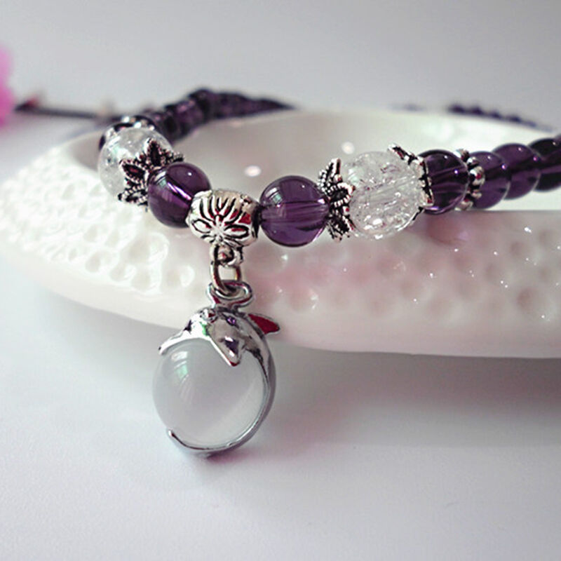 Natural Purple Crystal Amethysts Bracelet 6mm Beads Necklace Yoga 108 Mala Stone