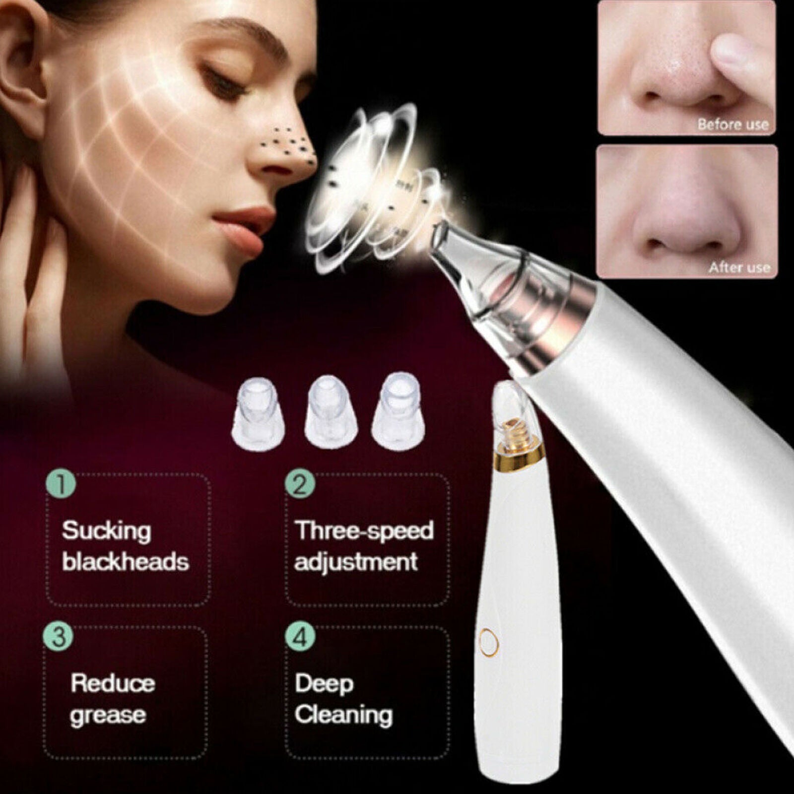 1pc Electric Pore Cleaner Vacuum Blackhead Remover Face Pore Suction Cleaner