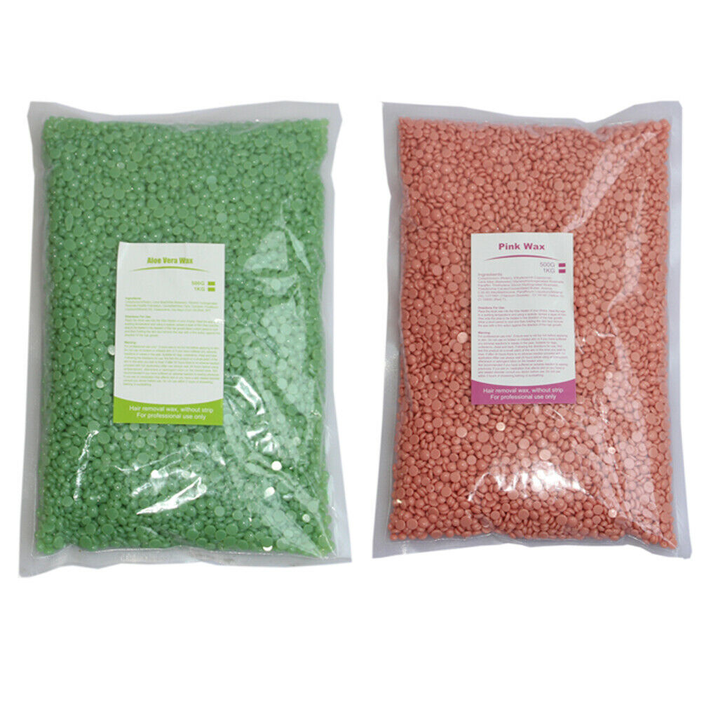 2 Bags 1000g Hard Wax Beans Hair Removal Depilatory Bikini Body Home Waxing
