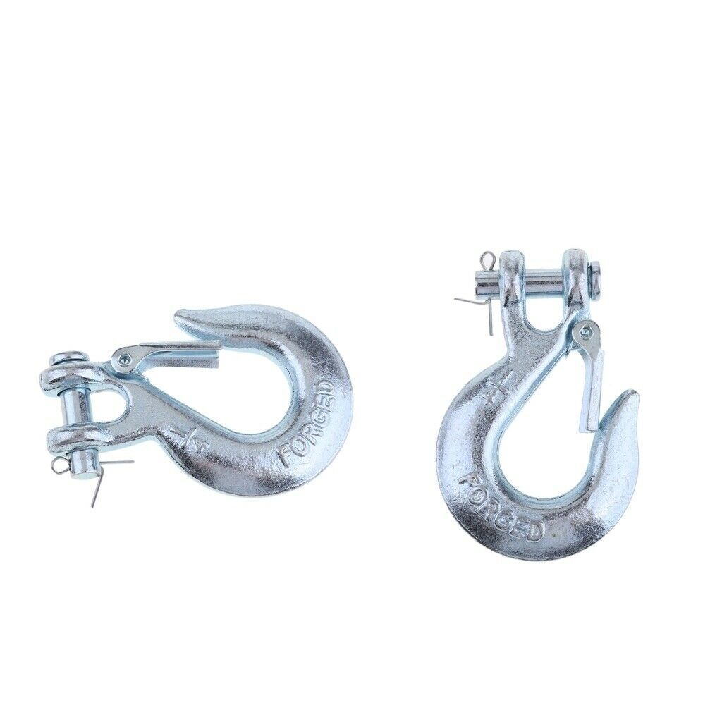 2pieces 1/4" Winch Hook with Clevis Safety Latch for Trailer ATV Boat Towing