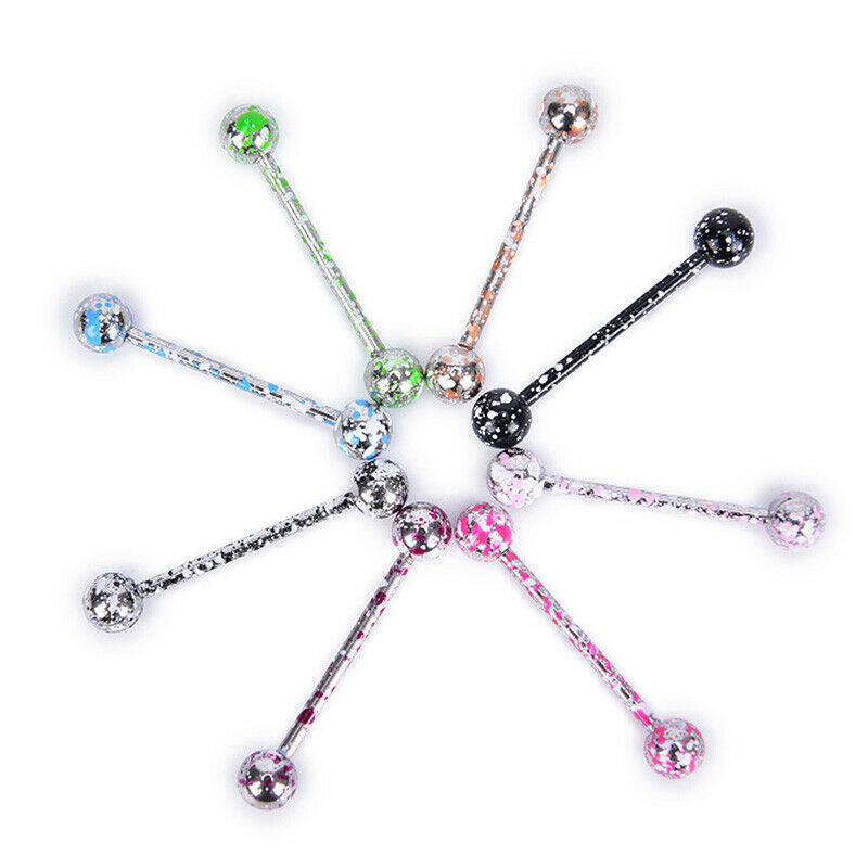 8PCS/Set Mix Colorful Stainless Steel Ball Tongue Bar Ring Body Piercing J.l8
