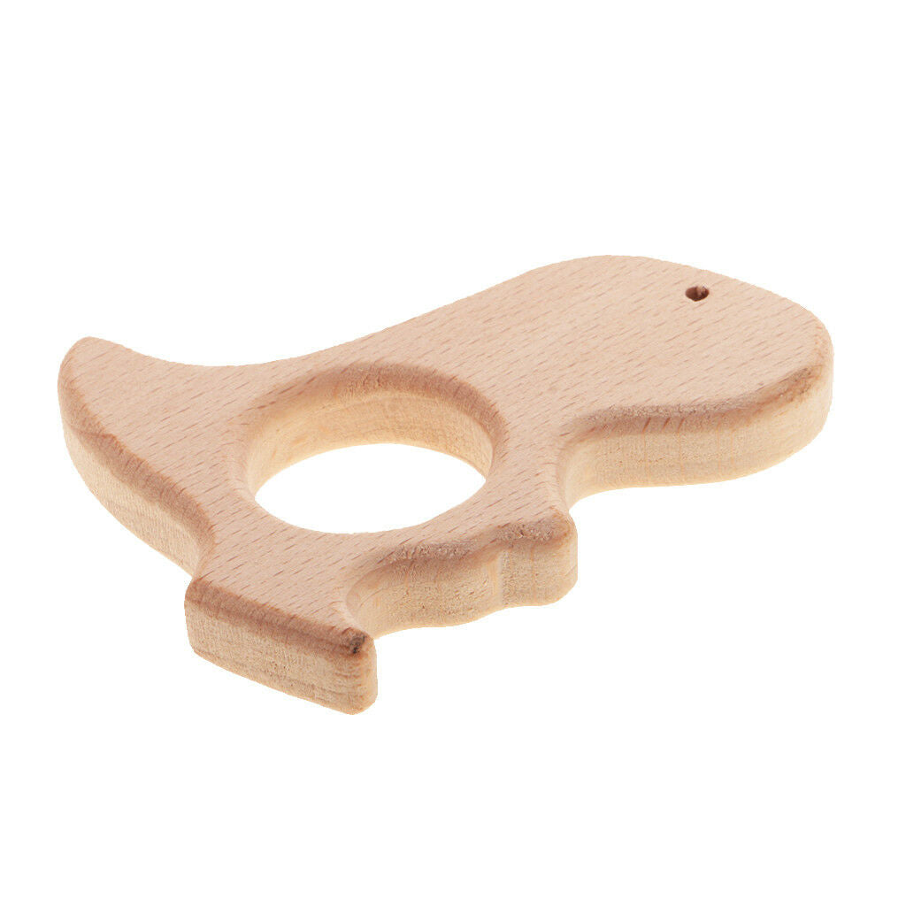 2pcs inosaur Hedgehog Shape Beech Wooden Teethers Baby Teething Toys DIY