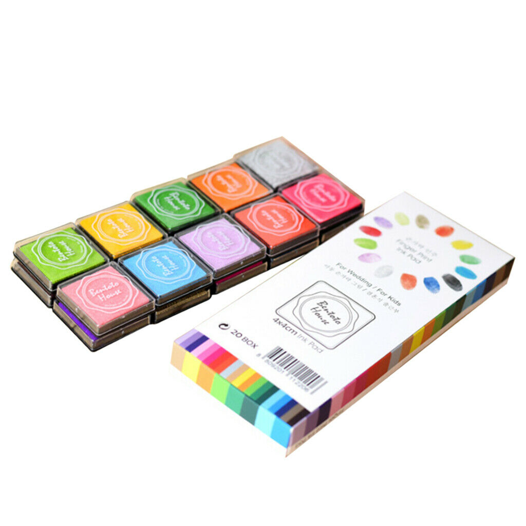 20 colors water-soluble stamp ink pad kids finger print and
