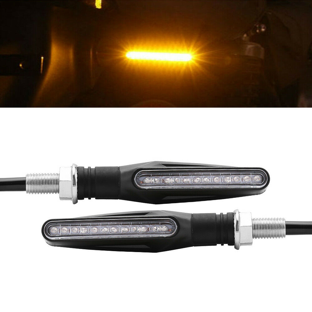 Motorcycle 12LED Turn Signal Flowing Light Indicator Blinker Amber Lamp Bendable