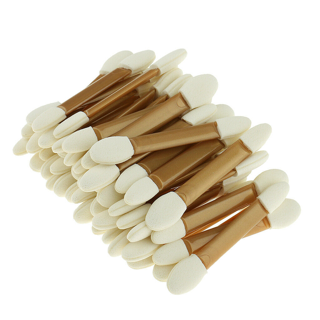 50pcs Disposable Double Ended Sponge Brush Eyeshadow Applicator Makeup Tool